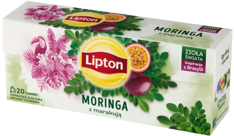 Herbata ziołowa w torebkach Lipton Zioła Świata, moringa z marakują, 20 sztuk x 1.3g