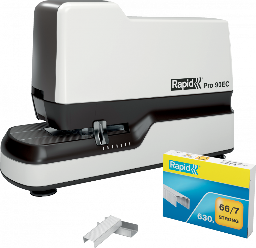 Zszywacz elektryczny Rapid Pro 90EC, do 50 kartek, biało-czarny