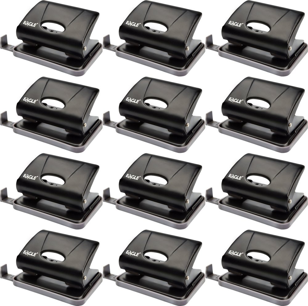 12x Dziurkacz Eagle 706, do 15 kartek, czarny