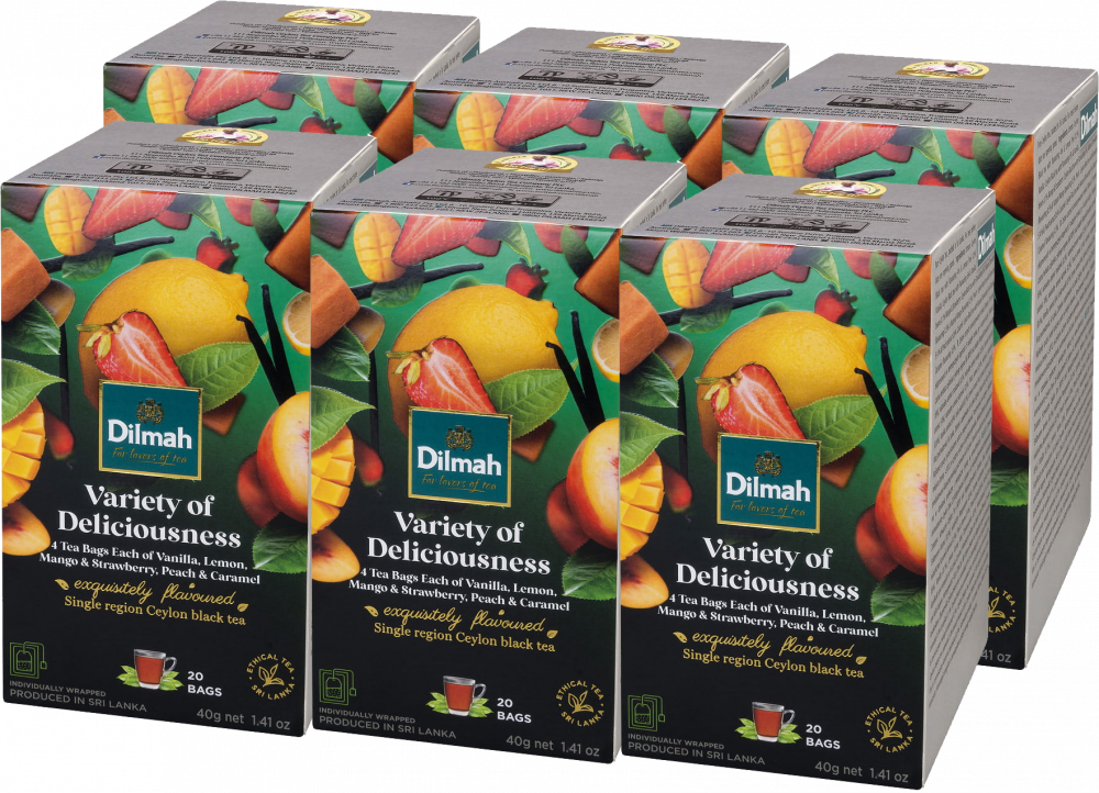 6x Zestaw herbat w kopertach Dilmah Variety of Fun Teas, 5 smaków, 20 sztuk x 2g