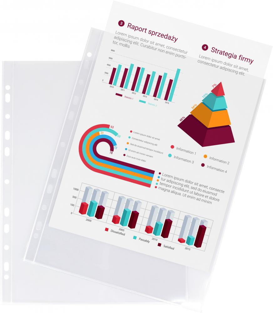Ofertówki krystaliczne Biurfol, zawieszane, "U", A4, 150μm, 25 sztuk, transparentny