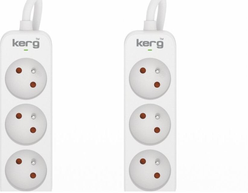 2x Przedłużacz Kerg, 1.5m, 3 gniazda, biało-szary