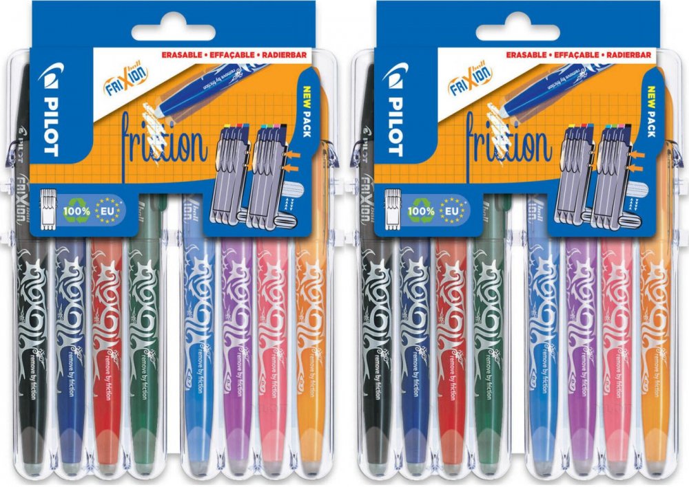 2x Pióro kulkowe wymazywalne Pilot Frixion Ball, 0.7mm, etui, 8 sztuk, mix kolorów