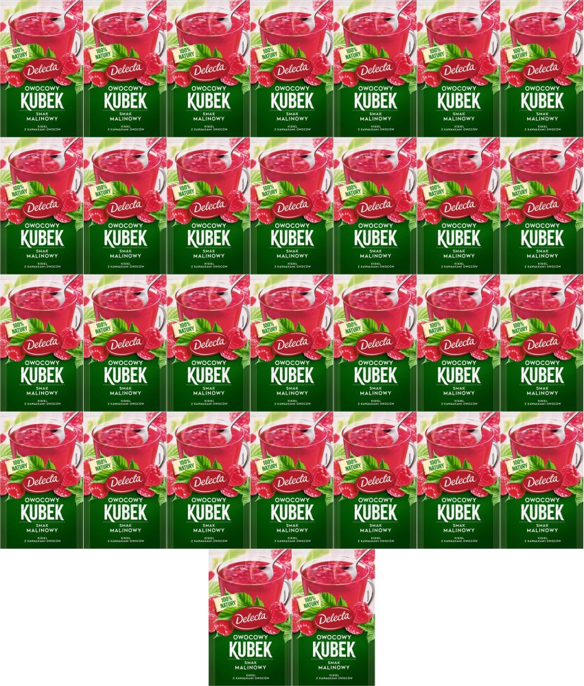 30x Kisiel Delecta Owocowy Kubek z kawałkami owoców, malinowy, 30g