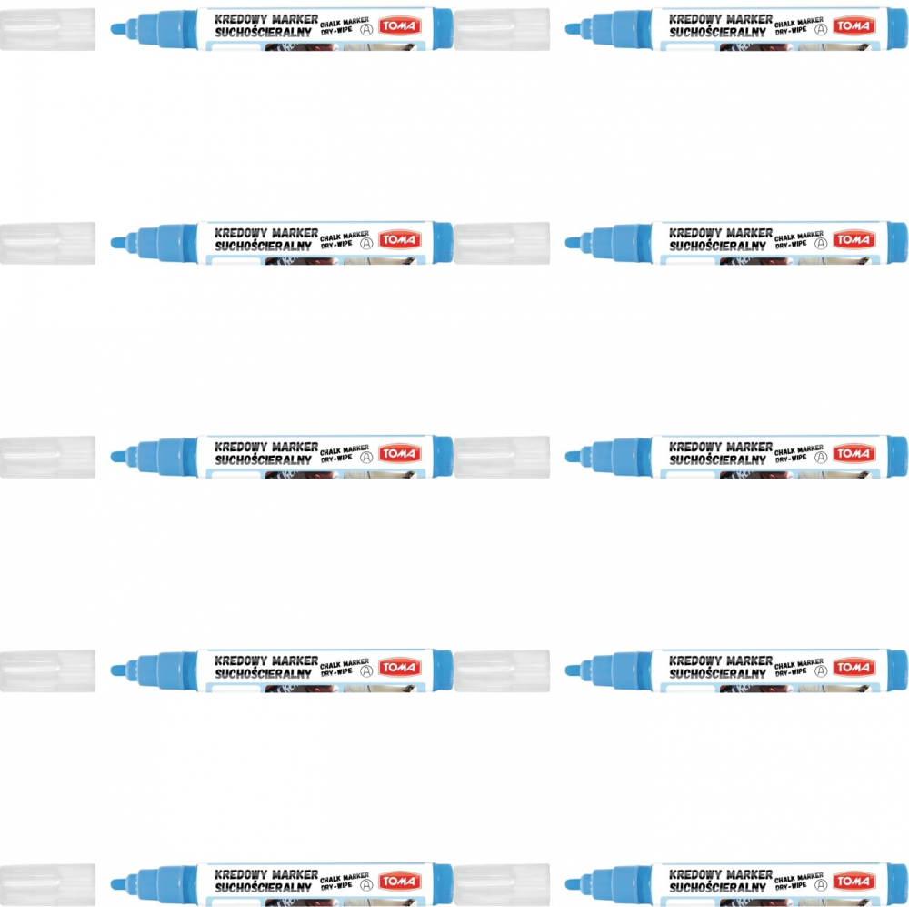 10x Marker kredowy suchościeralny Toma TO-296, okrągła, 4.5 mm, niebieski