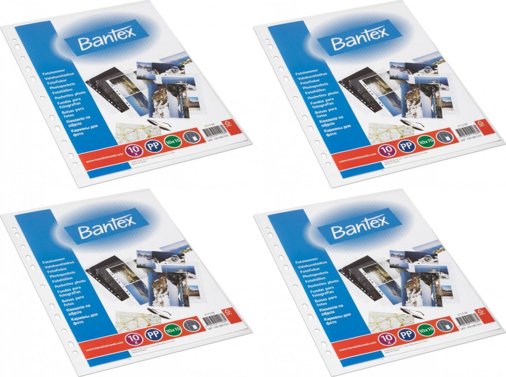 4x Koszulki krystaliczne Bantex, na 8 zdjęć 10x15cm, 10 sztuk, transparentny