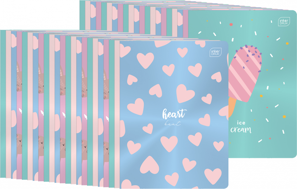 100x Zeszyt w kratkę Interdruk Metallic, A5, 16 kartek, mix wzorów