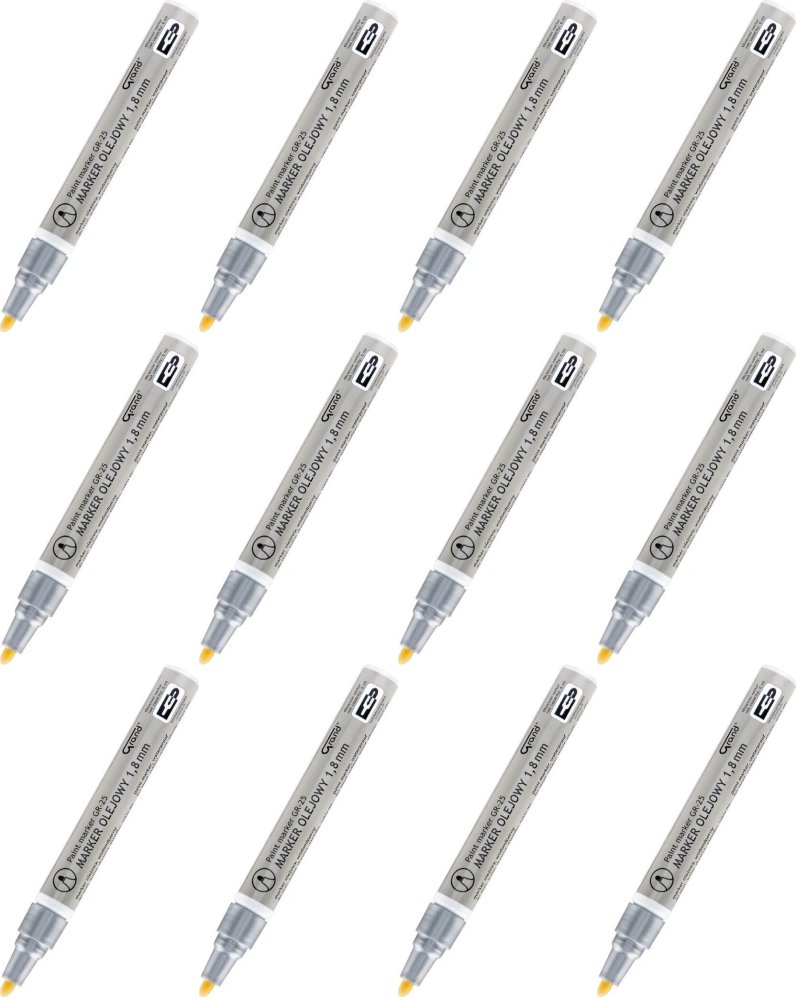 12x Marker olejowy Grand, GR-25, okrągła, 1.8mm, srebrny