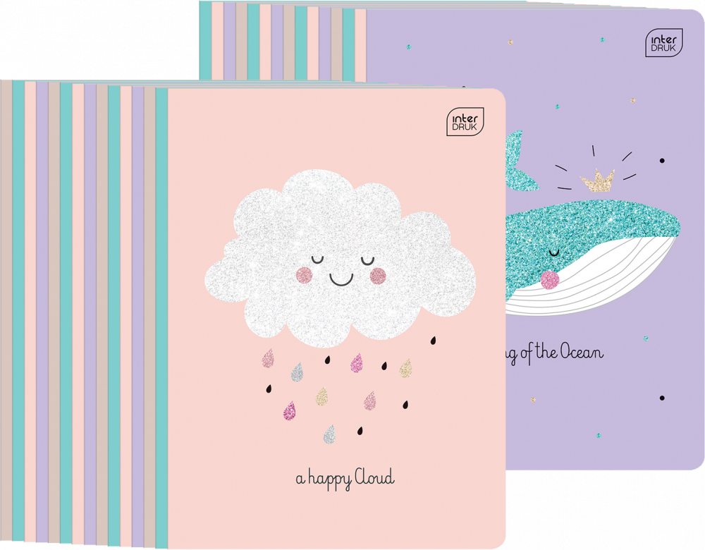 30x Zeszyt w kratkę Interdruk Glitter, A5, 16 kartek, mix wzorów