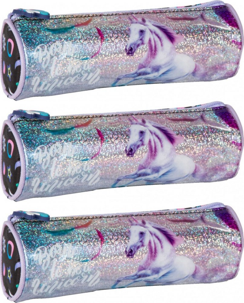 3x Piórnik tuba Derform Jednorożec 15, bez wyposażenia, 7x21cm, fioletowy