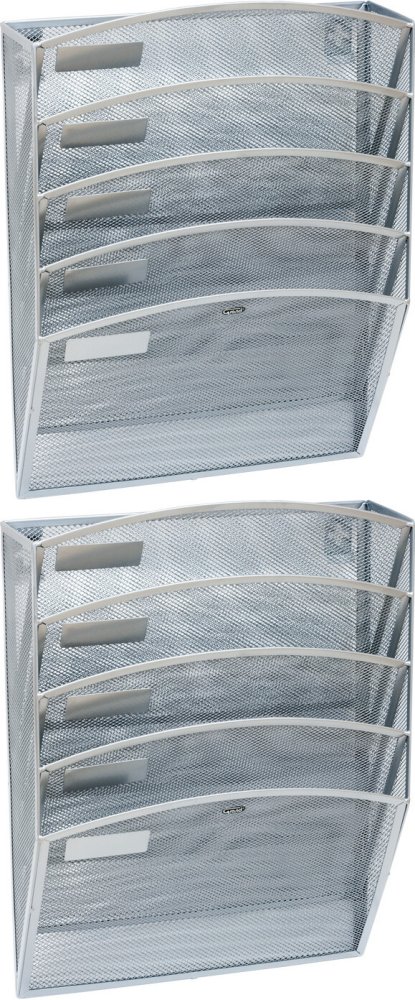 2x Pojemnik na dokumenty Grand GR-080, 5 kieszeni, druciany, srebrny