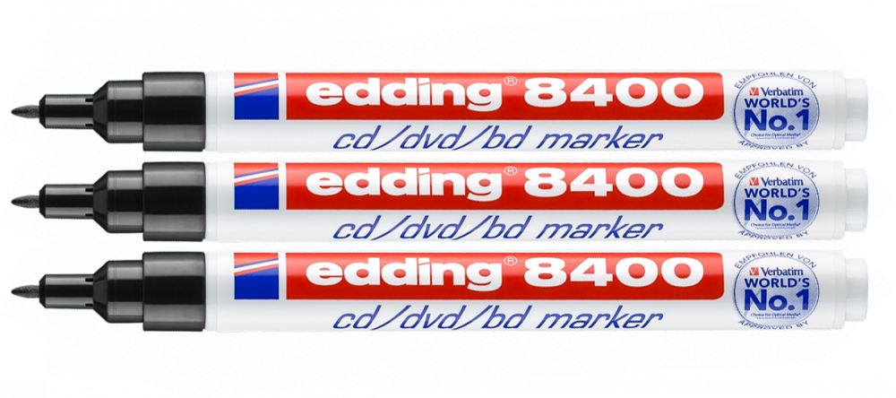 3x Marker do płyt CD i DVD edding 8400, okrągła, 0.5-1 mm, czarny