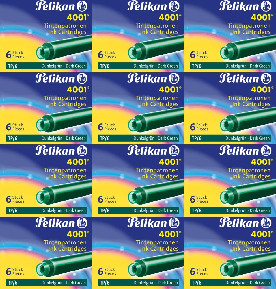 12x Naboje atramentowe Pelikan 4001, krótkie, 6 sztuk, zielony