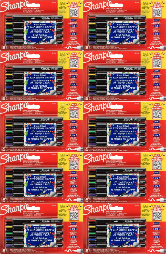 10x Kreatywne markery akrylowe Sharpie, 1.2mm, 5 sztuk, mix kolorów