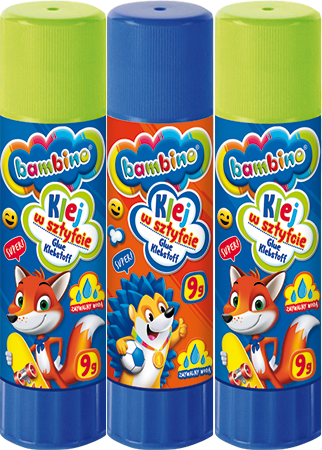 3x Klej w sztyfcie Bambino Zwierzaki Uczniaki, 9g