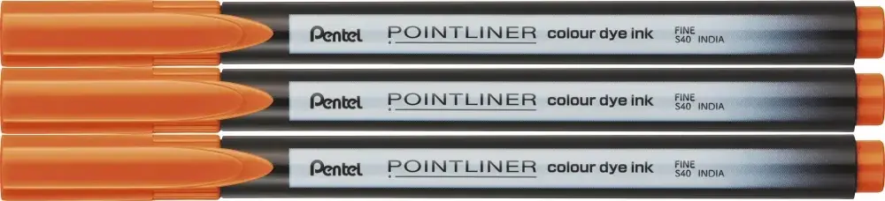 3x Cienkopis Pentel Pointliner Colour, pomarańczowy