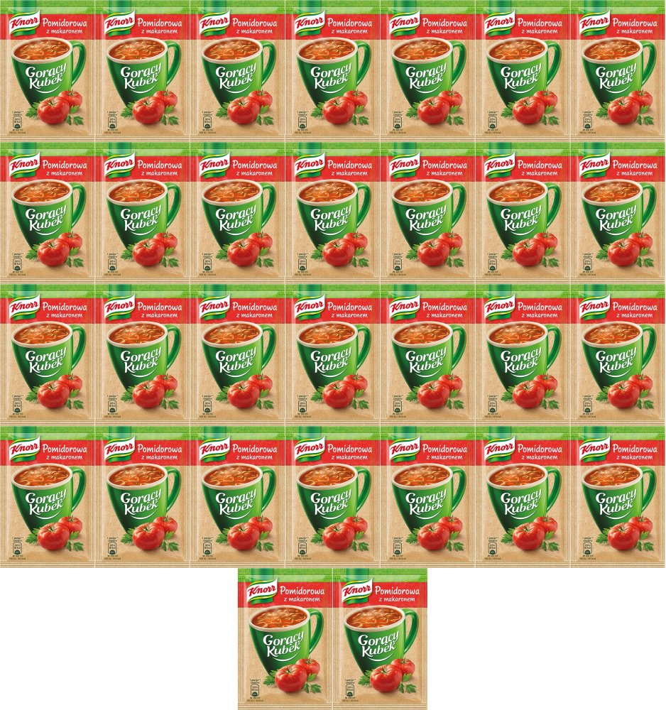 32x Zupa Knorr gorący kubek, pomidorowa z makaronem, 19g