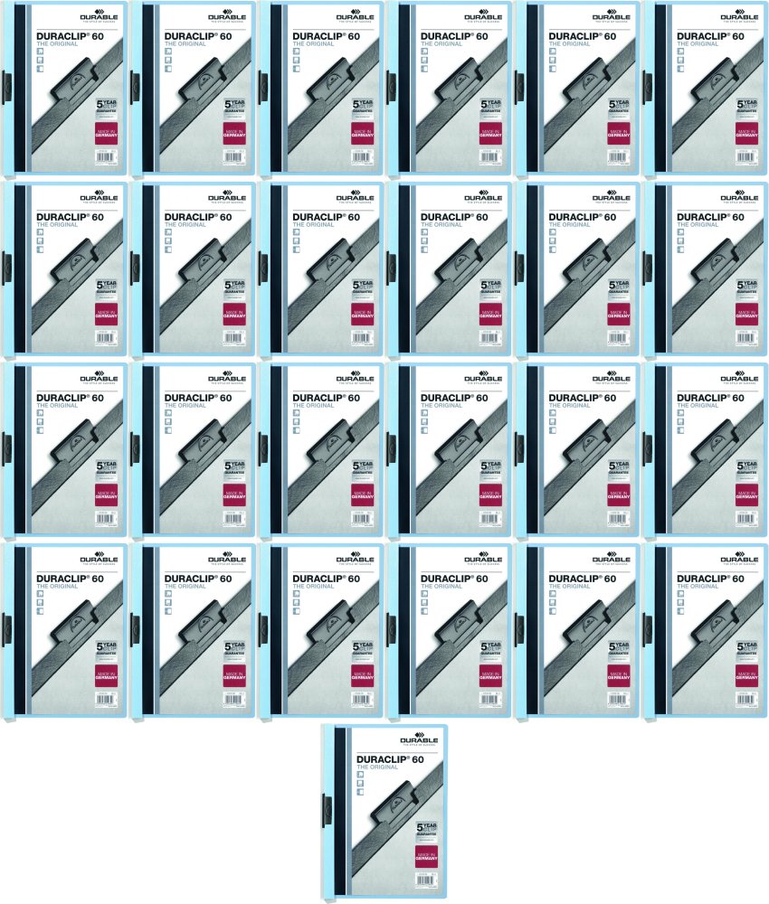 25x Skoroszyt plastikowy z klipsem Durable DuraClip, A4, do 60 kartek niebieski