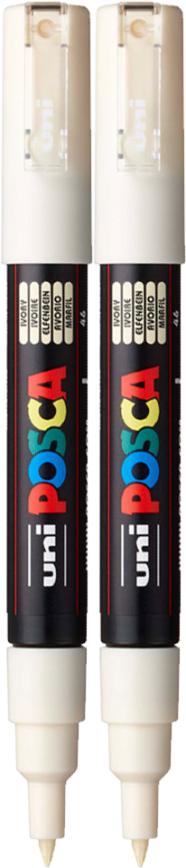 2x Marker Posca PC-1M, z farbą plakatową, okrągła, 0.7mm, kość słoniowa
