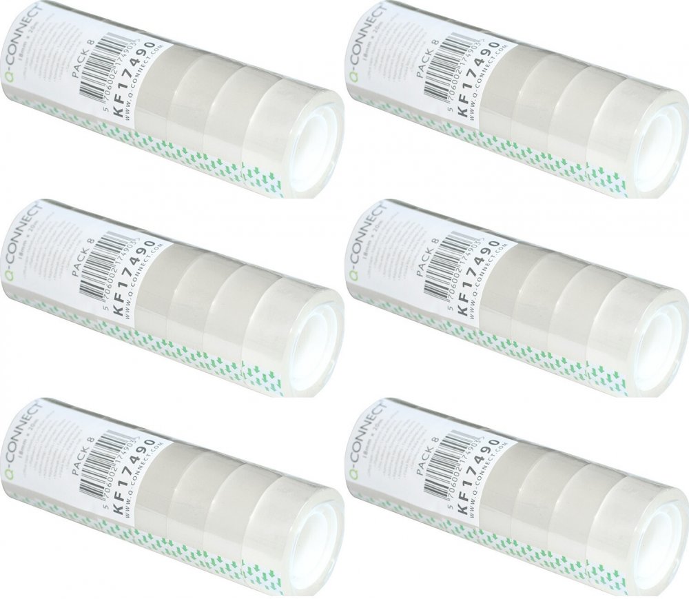 6x Taśma klejąca Q-Connect, 18mmx20m, 8 sztuk, przezroczysty