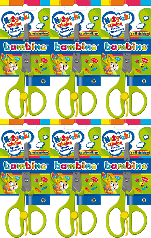 6x Nożyczki dla dzieci Bambino Zwierzaki Uczniaki, z odbojnikiem, mix kolorów