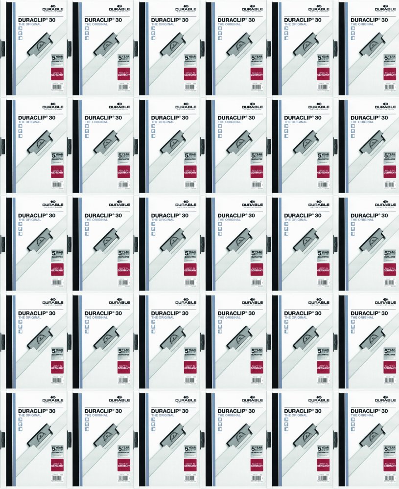 75x Skoroszyt plastikowy z klipsem Durable Duraclip, A4, do 30 kartek biały