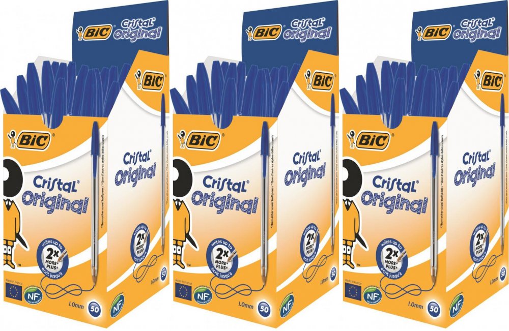 150x Długopis Bic, Cristal, 1mm niebieski