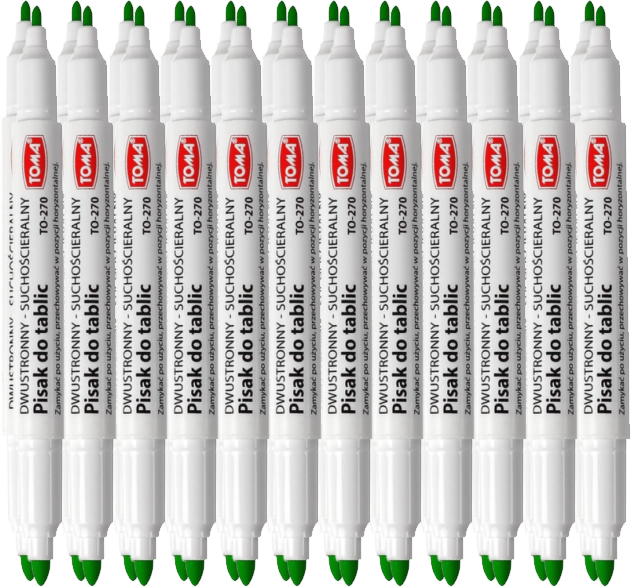 24x Marker suchościeralny Toma, 270, dwustronny, okrągła, 0.8/1.5 mm, zielony
