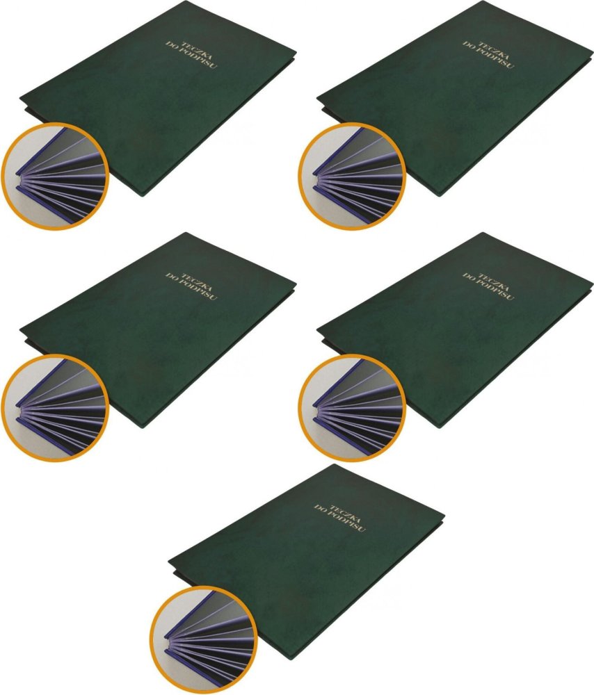 5x Teczka do podpisu Barbara, A4, 10 kartek, zielony