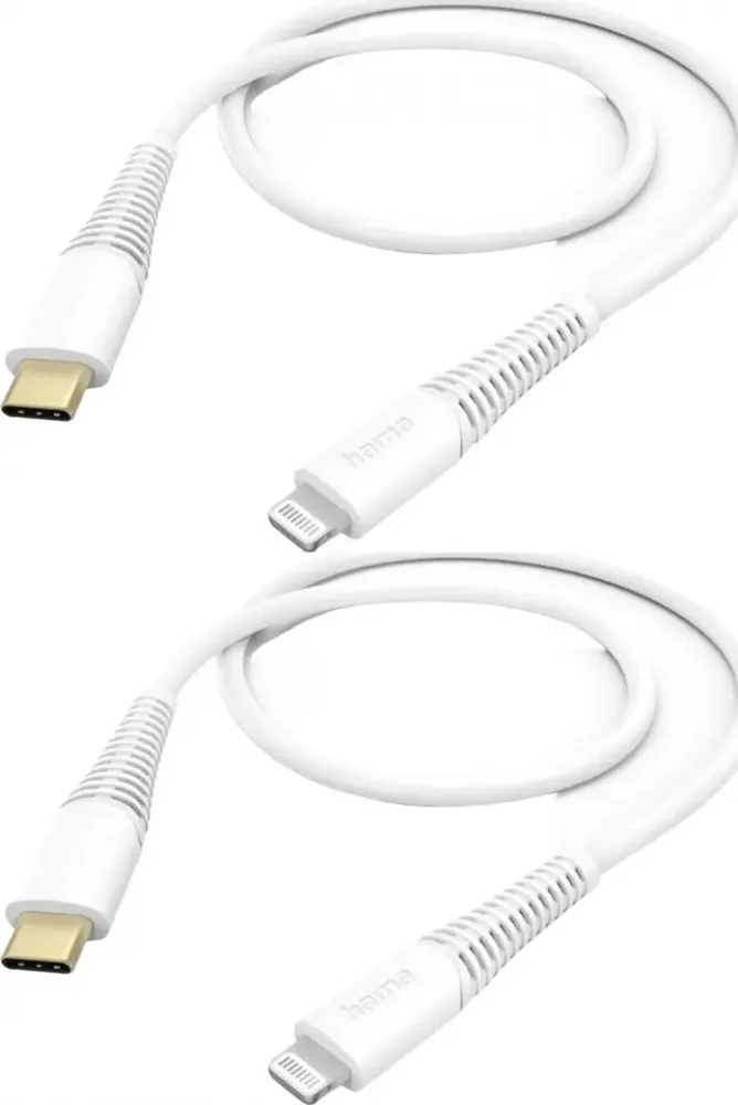 2x Kabel ładujący Hama USB Typ C/Lightning, 1.5m, biały