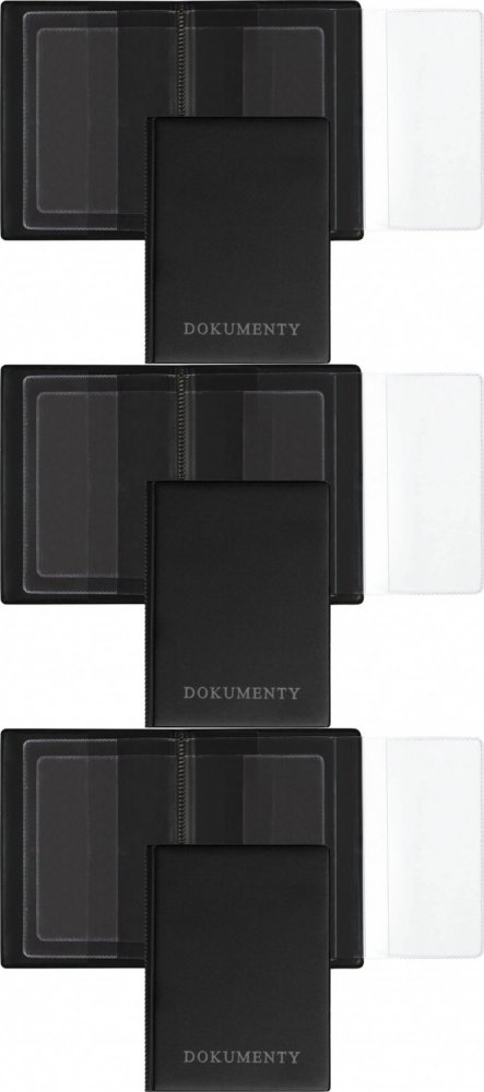 3x Okładka na dokumenty z dowodem rejestracyjnym Biurfol Premium, czarny