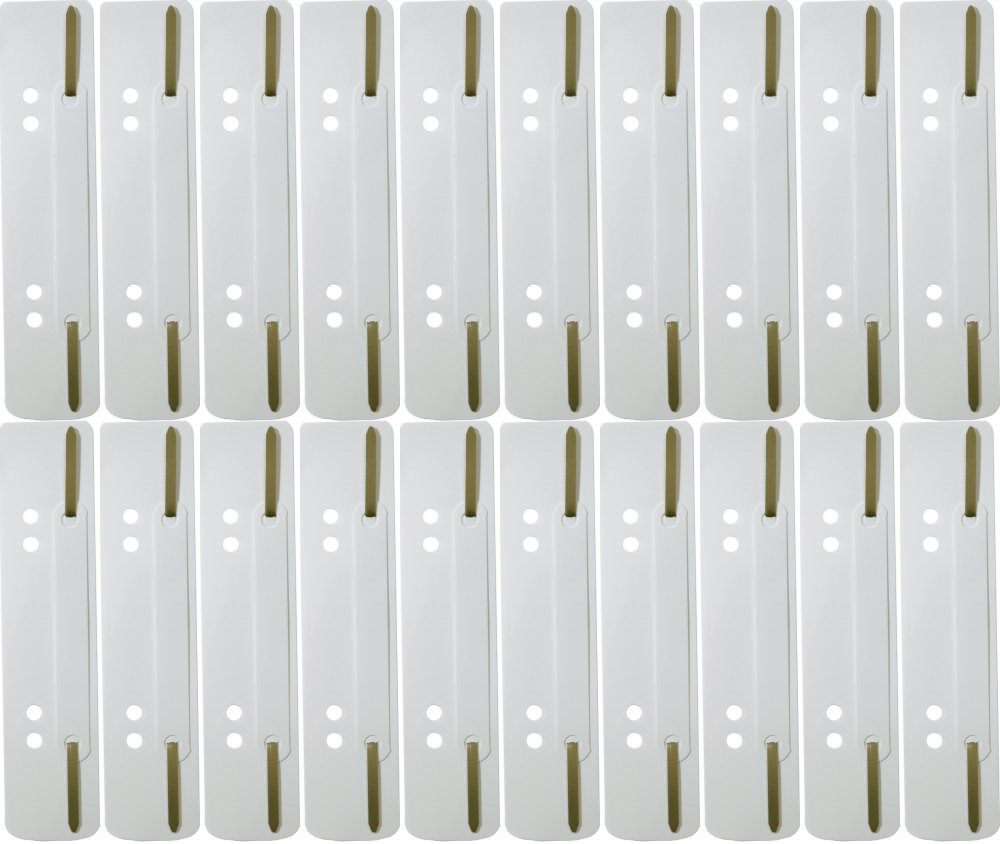 20x Wąsy skoroszytowe spinające dokumenty Durable, 25 sztuk, biały