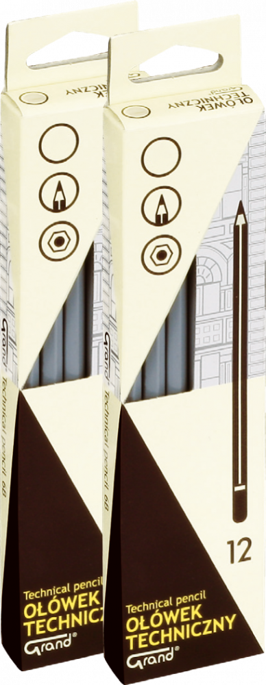 24x Ołówek techniczny Grand, HB, szary