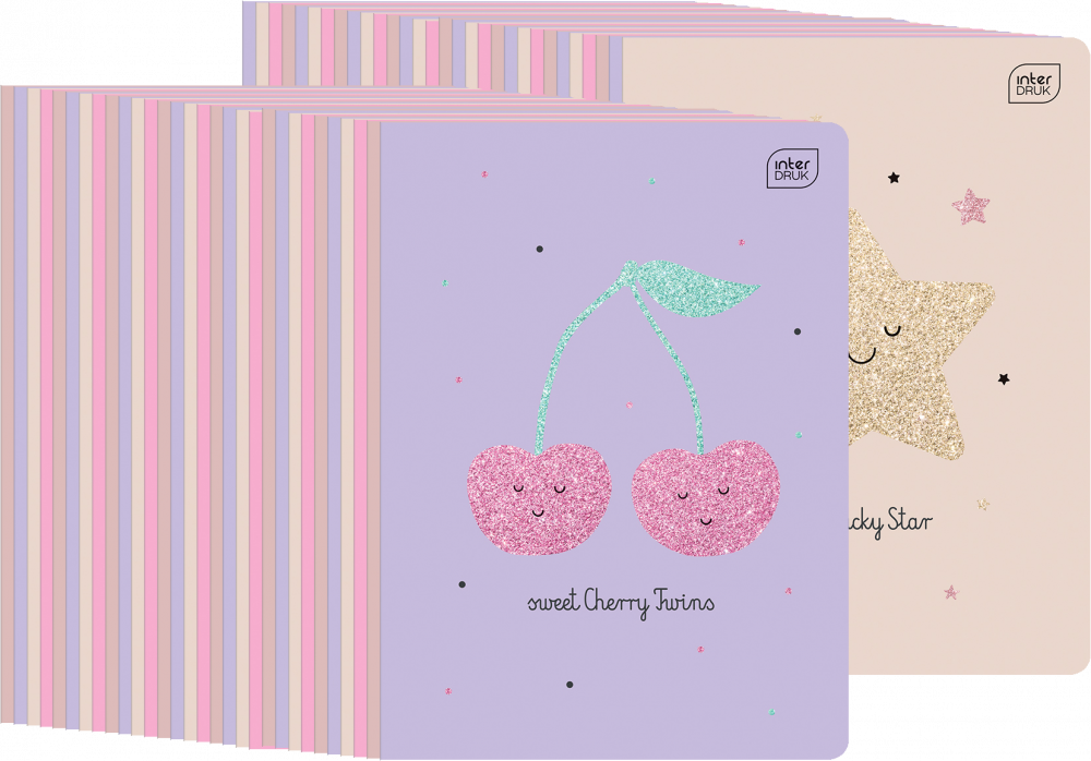 60x Zeszyt w wąskie linie Interdruk Glitter, A5, 16 kartek, mix wzorów