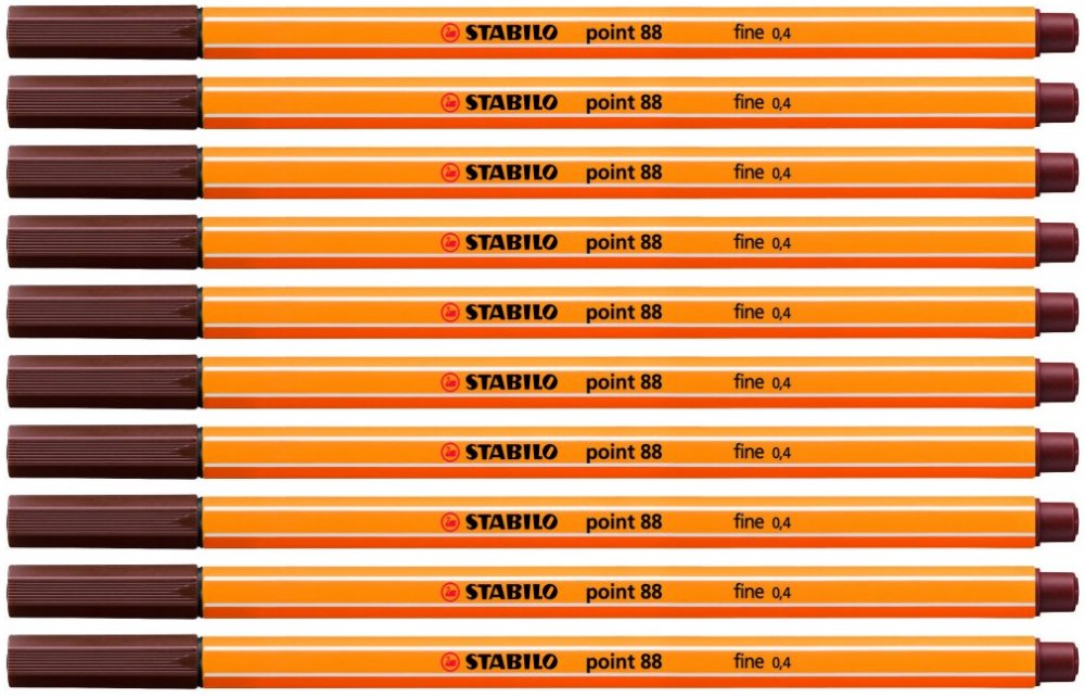 10x cienkopis Stabilo, Point 88, 0.4mm, brązowy