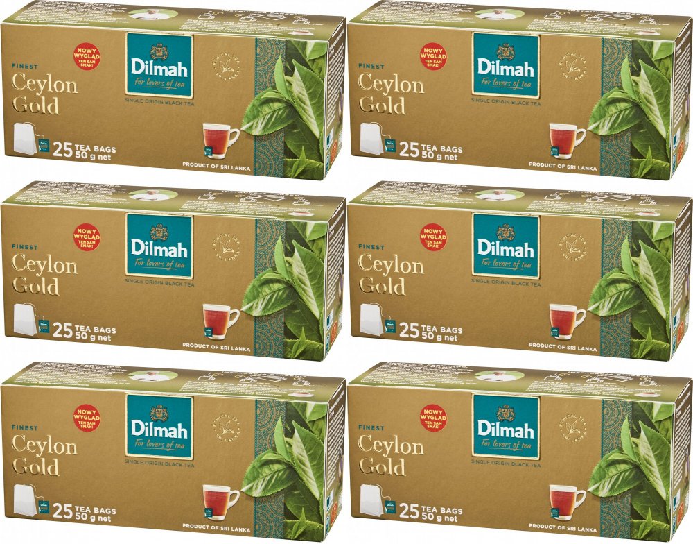 6x Herbata czarna w torebkach Dilmah Ceylon Gold, 25 sztuk x 2g