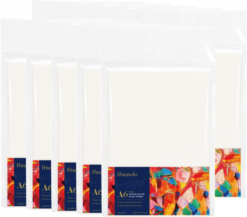 10x Papier akwarelowy Deli Finenolo, A6, 300g/m2, 16 kartek, biały