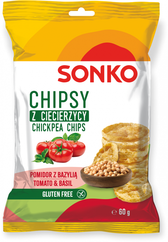 Chipsy z ciecierzycy Sonko, pomidor z bazylią, 60g