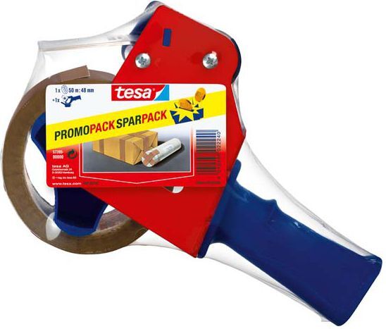 Dyspenser do taśmy pakowej Tesa Tape + taśma 48mmx50m, czerwono-niebieski
