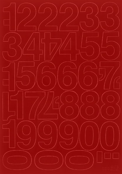 Cyfry samoprzylepne, 4 cm, 1 arkusz, czerwony