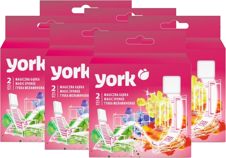 6x Gąbka uniwersalna York Magiczna, melamina, 11x6x2.5cm, 2 sztuki, biały