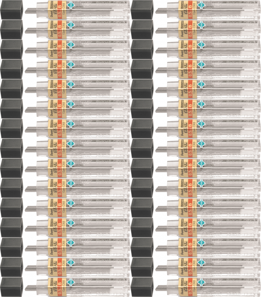 36x Grafity ołówkowe Pentel, 0.5 mm, B