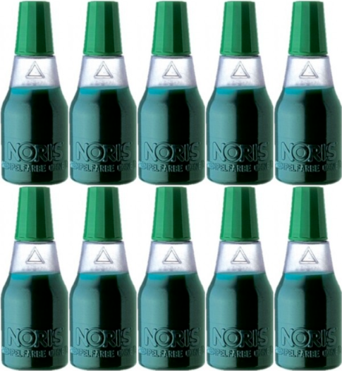 10x Tusz do pieczątek Noris, 110S, 25 ml, bezolejowy, zielony