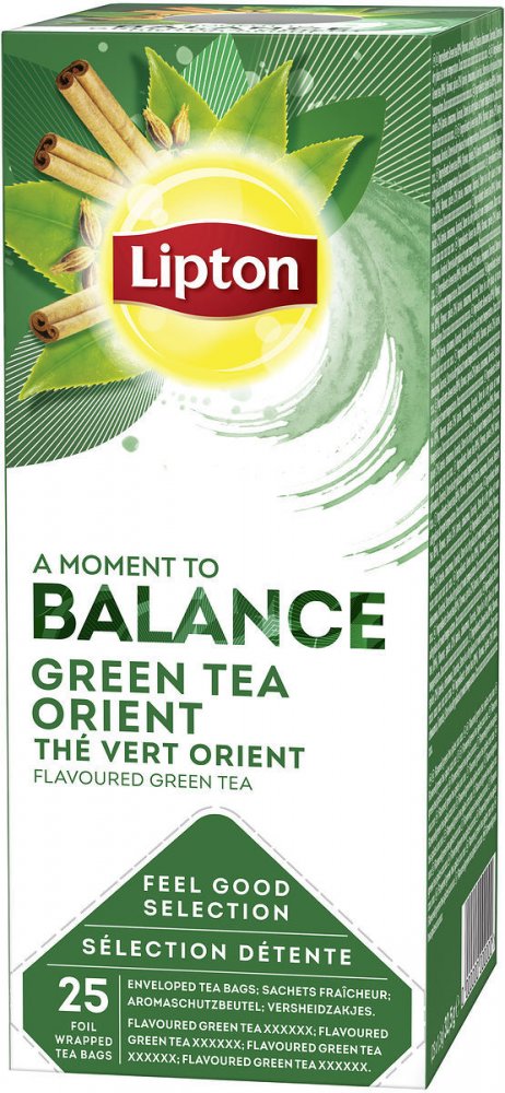 Herbata zielona smakowa w kopertach Lipton Classic Green Tea Orient, 25 sztuk x 1.3g