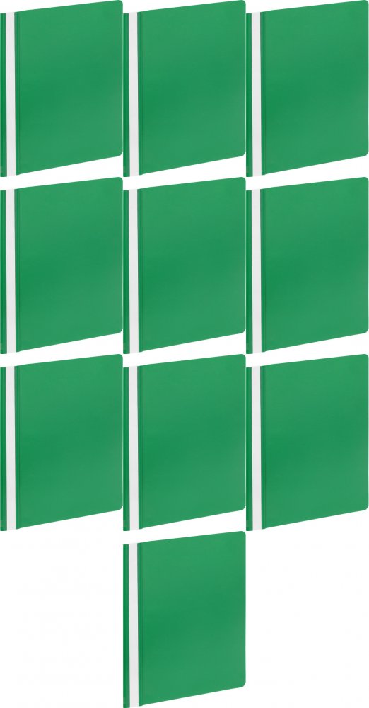 10x Skoroszyt plastikowy bez oczek Grand GR 505, A4, zielony