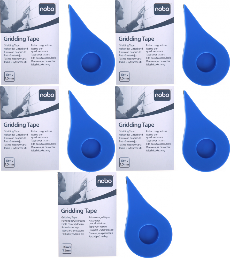 5x Taśma do tablic suchościeralnych Nobo, samoprzylepna, 1.5mm x 10m, czarny