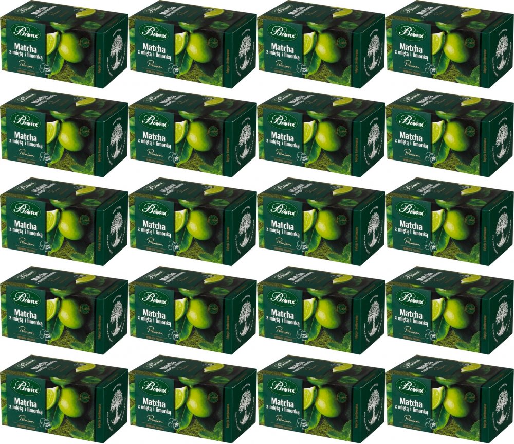 20x Herbata zielona w kopertach BiFix matcha z miętą i limonką, 20 sztuk x 2g