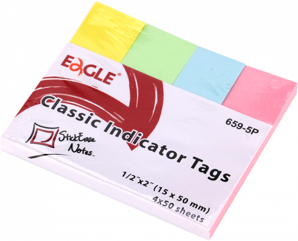 Zakładki samoprzylepne Eagle proste, indeksujące, papier, 15x50mm, 4x50 sztuk, mix kolorów