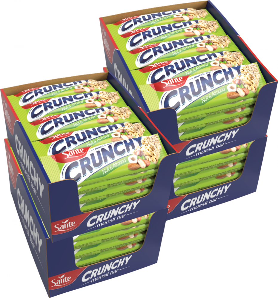 4x Baton Sante Crunchy, orzechowo migdałowy, 35g, 25 sztuk