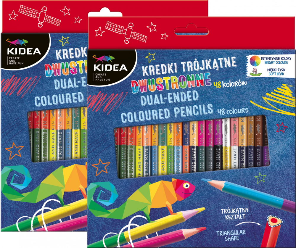 2x Kredki ołówkowe Kidea, dwustronne, 24 sztuki/48 kolorów, mix kolorów